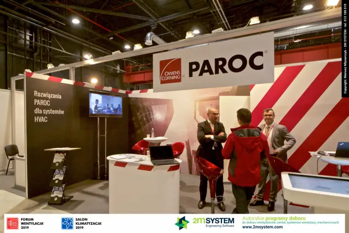 Paroc stand with red and white stripes and HVAC solutions wall