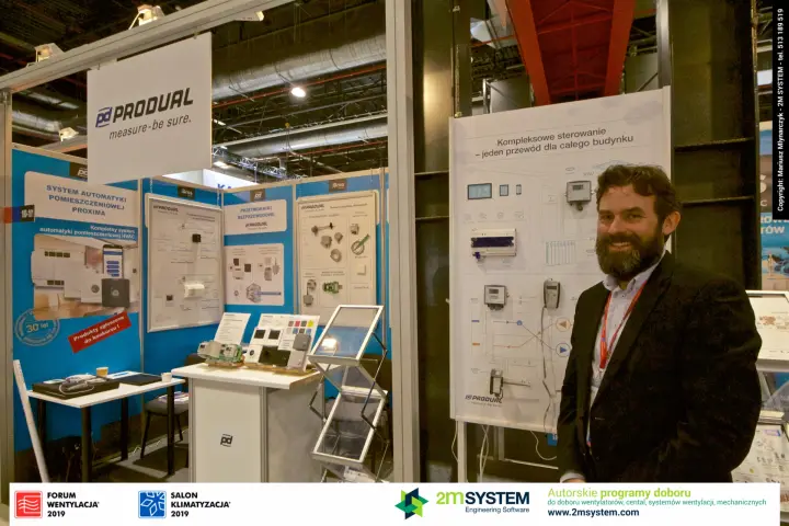 Produal single-cable building control board with mounted sensors at Forum Wentylacja 2019