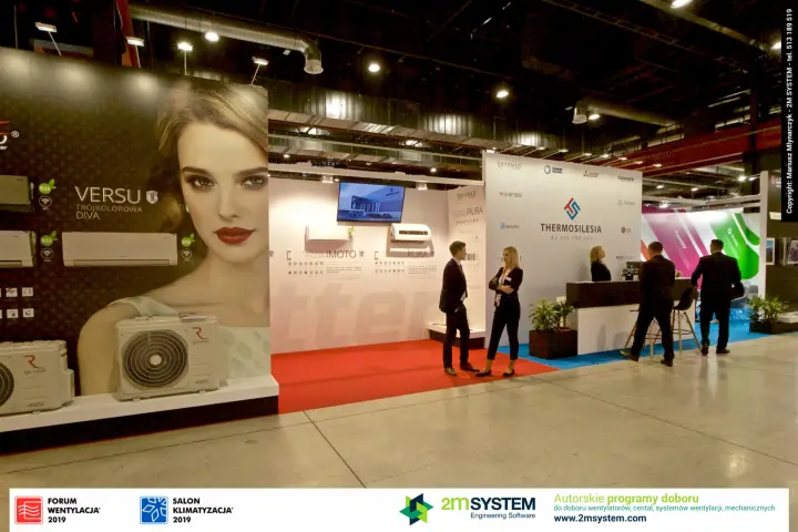 Rotenso split air conditioners next to the Thermosilesia counter at Forum Wentylacja 2019