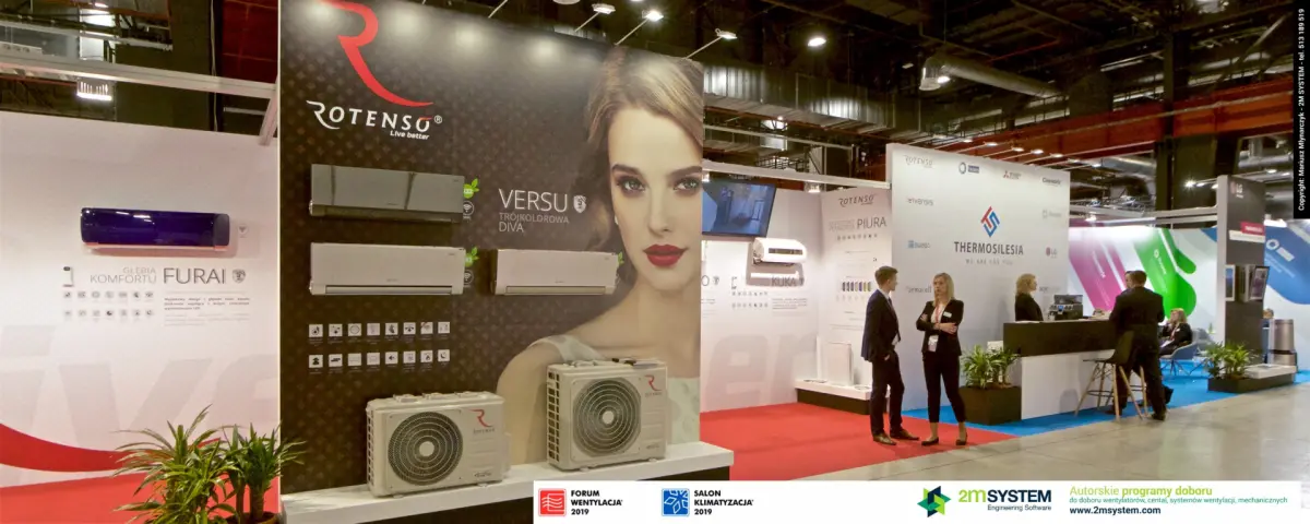 Rotenso VERSU and FURAI split units on a wide stand view at Forum Wentylacja 2019