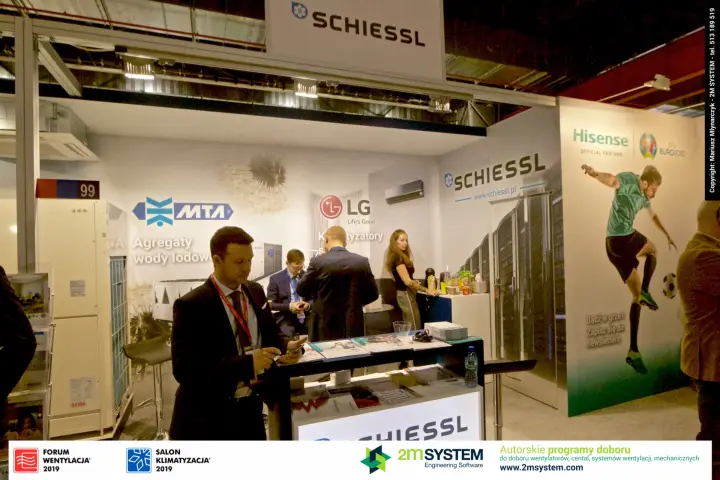 Schiessl stand 99 presenting MTA chillers, LG splits and Hisense at Forum Wentylacja 2019