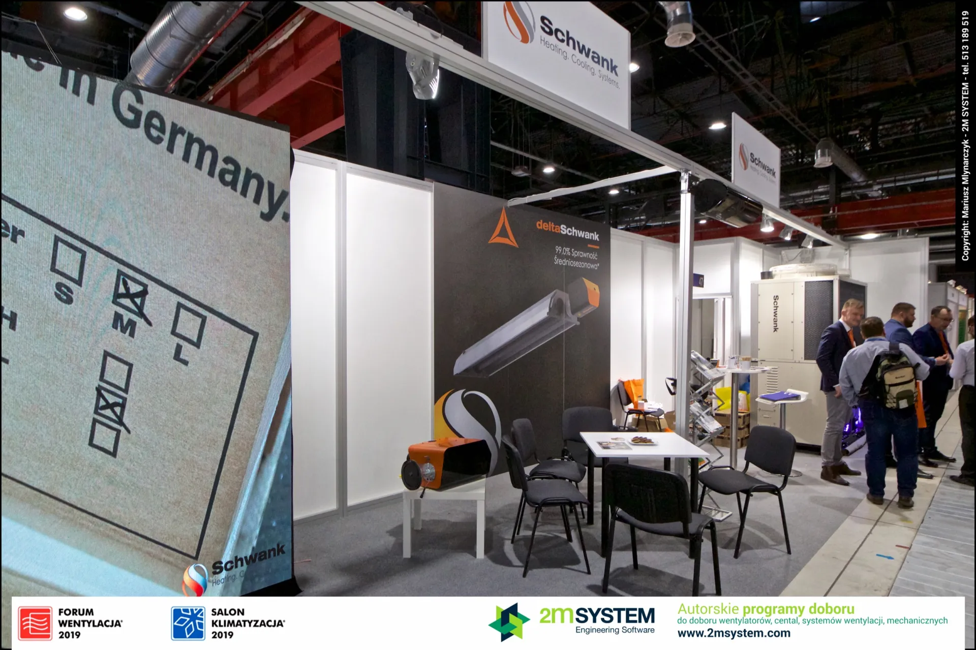 Schwank outdoor heat pump with lit open lower section at Forum Wentylacja 2019