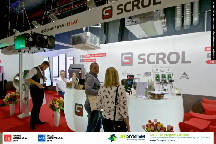 Scrol bar counter under suspended units, marking 15 years at Forum Wentylacja 2019