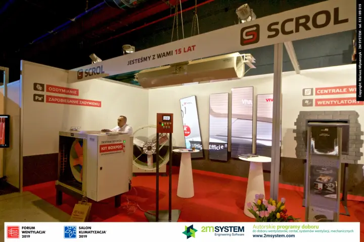 Scrol smoke-control corner with a Sodeca Kit BOXPDS fan unit at Forum Wentylacja 2019
