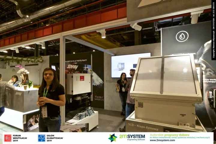 SMAY stand with SCD smoke vent and fire protection control cabinet at Forum Wentylacja 2019