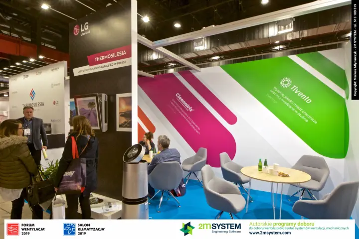 Thermosilesia corner with LG units and Tivento meeting area at Forum Wentylacja 2019