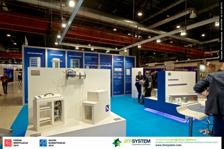 TROX fire damper display on a white plinth at Forum Wentylacja 2019