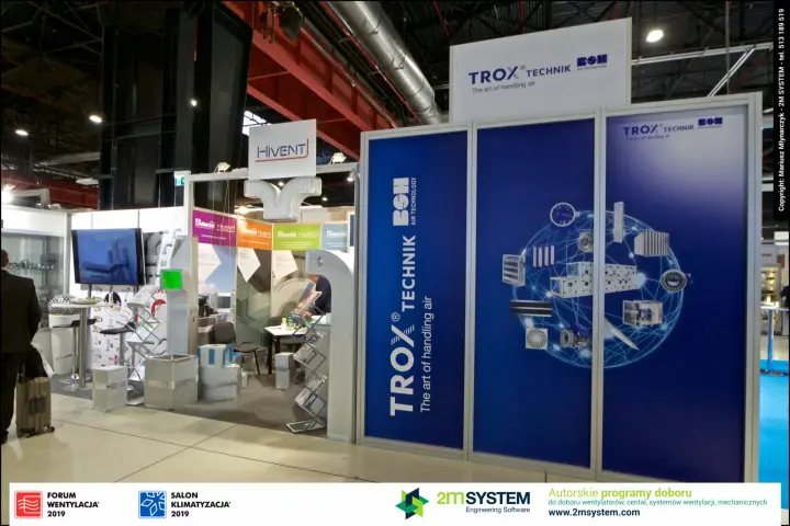 Trox Technik and BSH Air Technology wall next to the Hivent stand at Forum Wentylacja 2019