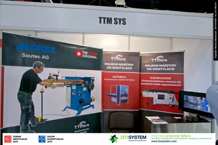 TTM SYS duct machinery banners with Andritz Soutec welding equipment at Forum Wentylacja 2019