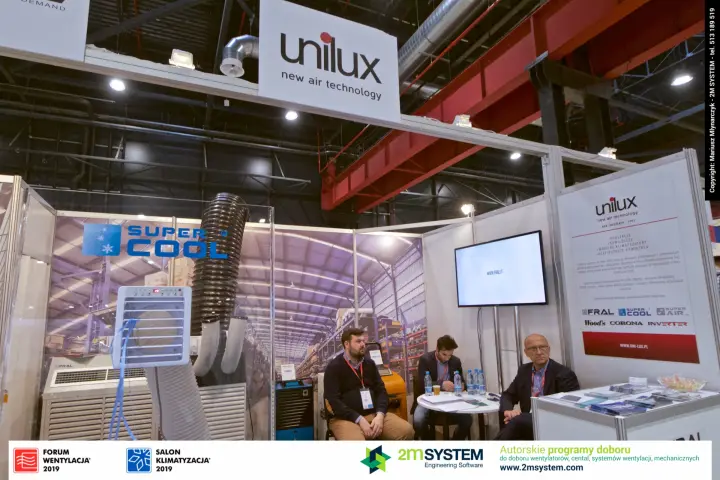Unilux stand with Super Cool mobile cooler and brand panel at Forum Wentylacja 2019