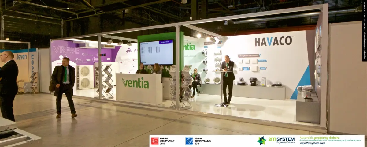 Ventia stand with Havaco bathroom fans and Alpicair VRF5E outdoor units at Forum Wentylacja 2019