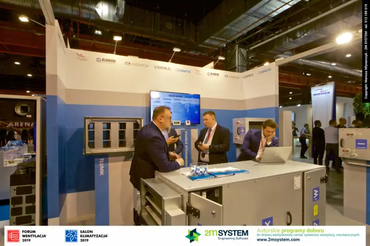 Vents air handling unit section with silencer and control panel displays at Forum Wentylacja 2019