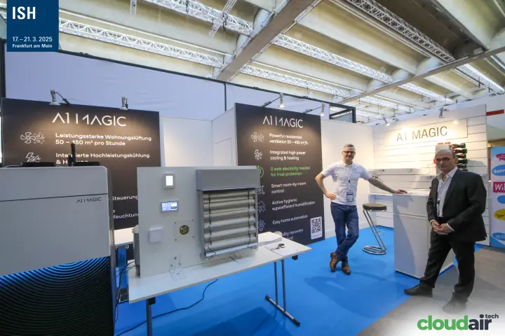 A1 Magic ventilation unit and wall-mounted mock-up with feature panels at ISH 2025