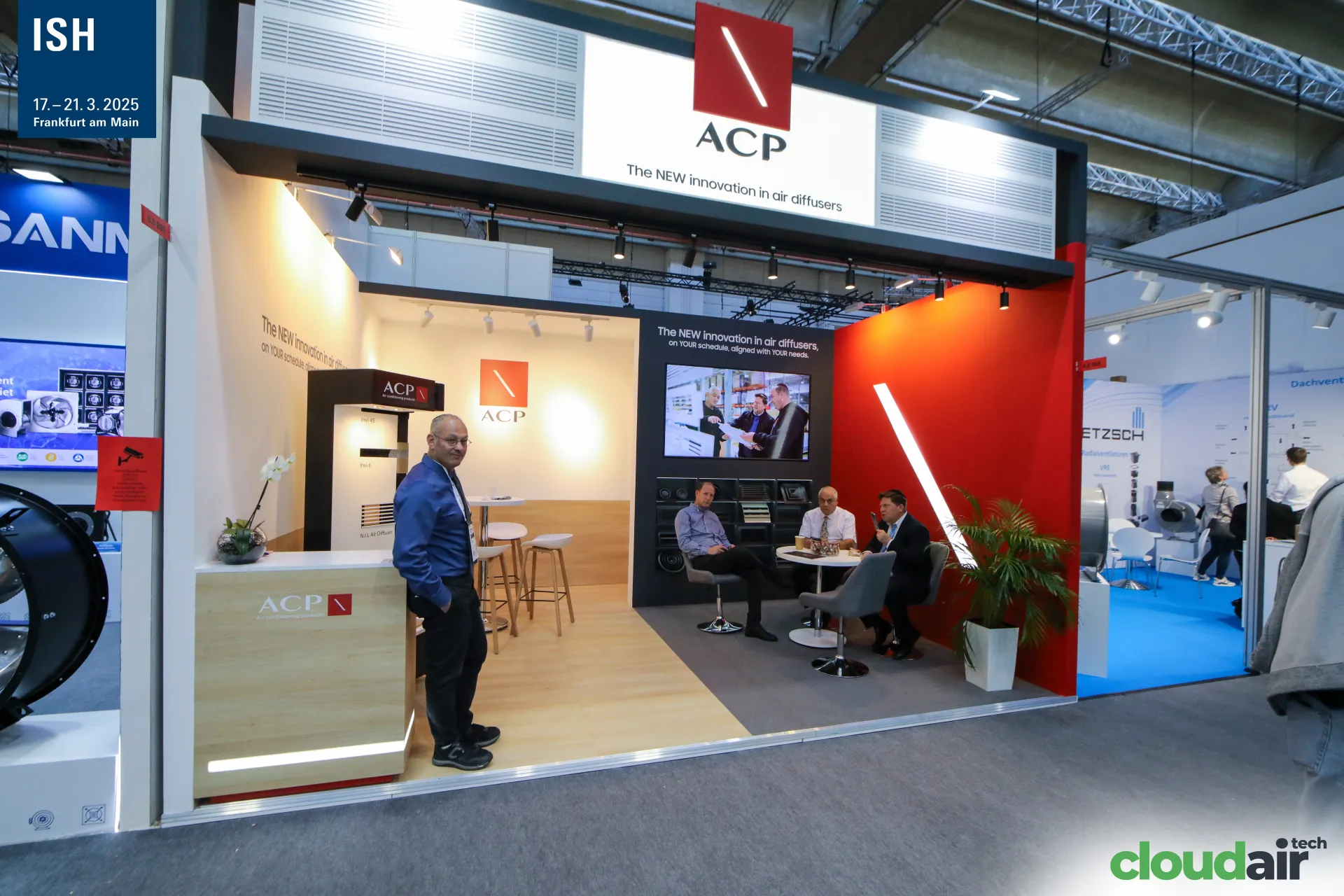 ACP stand presenting air diffusers under a red and white fascia at ISH 2025