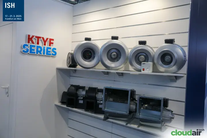 Activent KTYF Series circular duct fans and centrifugal blowers on shelves