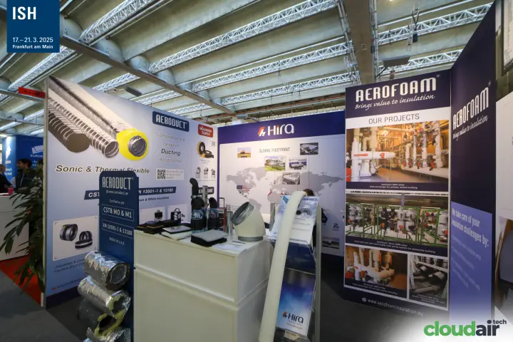Aeroduct flexible ducts and Aerofoam insulation on the Hira stand at ISH 2025