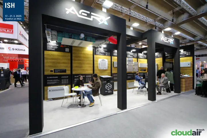 Aerx stand with black portal frames and Climapuro, Black Box and Reverso units