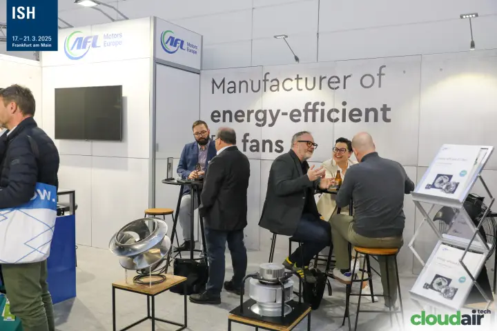 AFL Motors Europe stand with EC fans and impellers on display