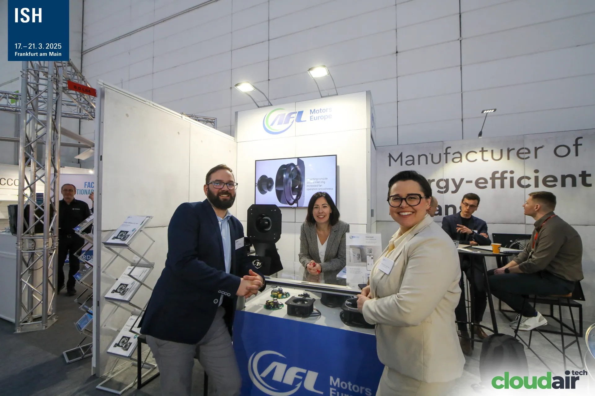 AFL Motors Europe team with fans and control boards at ISH 2025