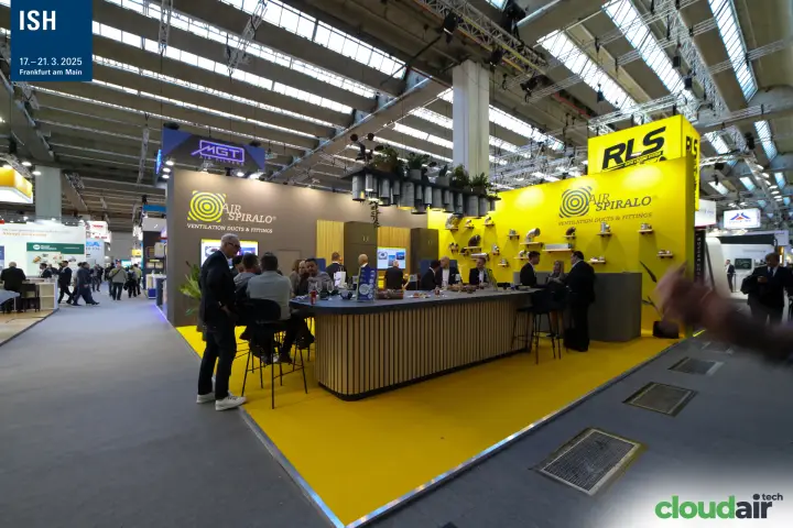 Air Spiralo stand on yellow carpet seen from the aisle