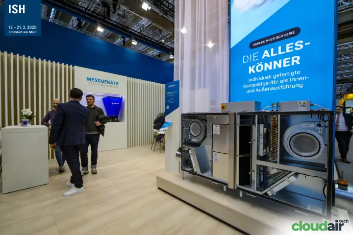 Airflow Duplex Multi Eco compact unit shown with open panels at ISH 2025
