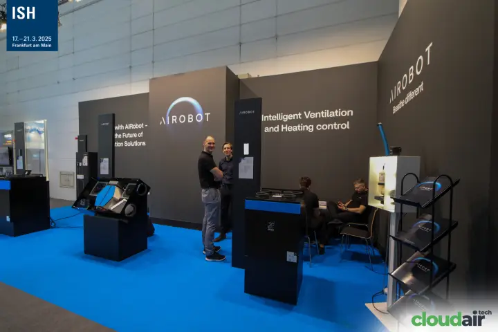 Airobot stand with "Intelligent Ventilation and Heating control" wall at ISH 2025