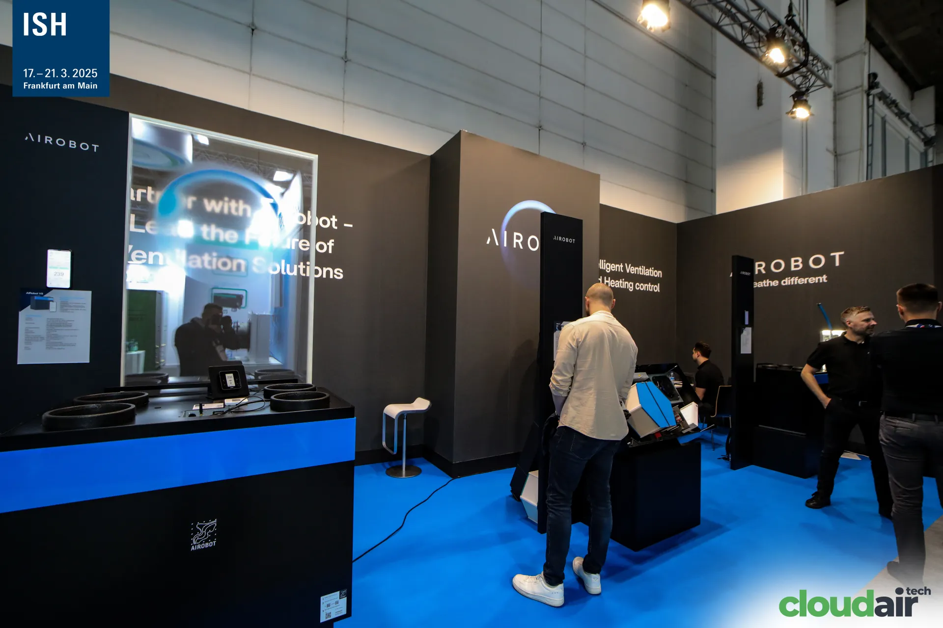 Airobot ventilation unit with control panel at the stand entrance at ISH 2025
