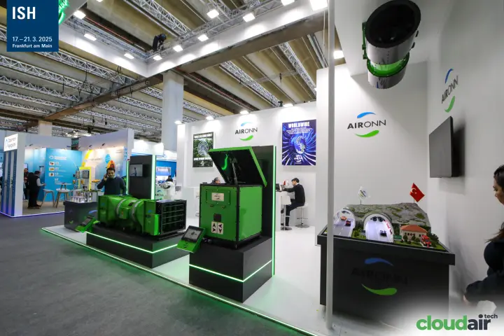 Aironn stand with green tunnel fans and a road tunnel model