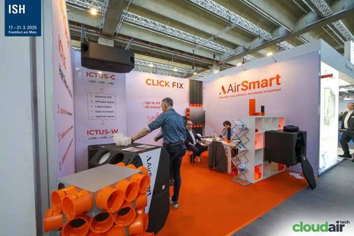 AirSmart stand with ICTUS heat recovery units and Click Fix ducting at ISH 2025