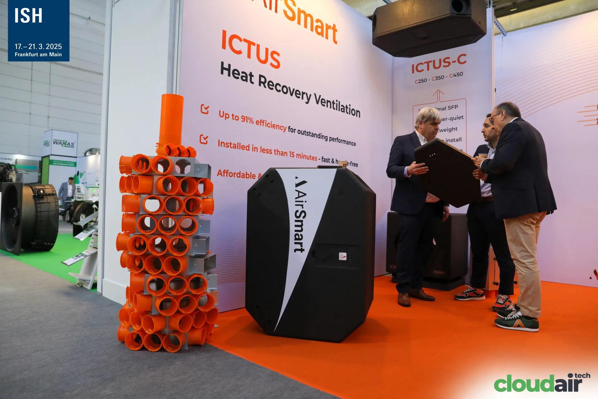 AirSmart stand presenting ICTUS heat recovery ventilation units at ISH 2025