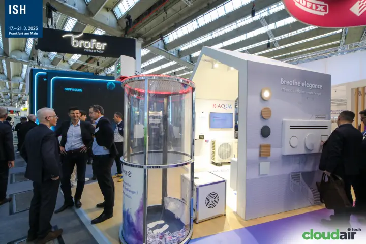 Airvance challenge cylinder beside the Cairox diffuser house at ISH 2025