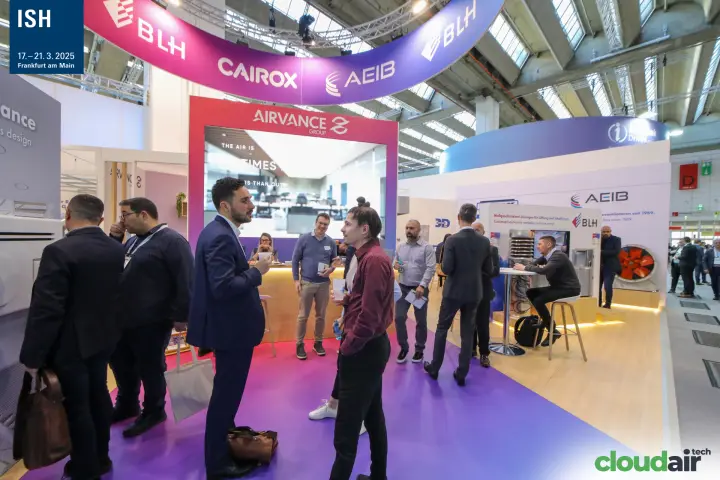 Airvance Group stand with AEIB axial fan and BLH display at the side at ISH 2025