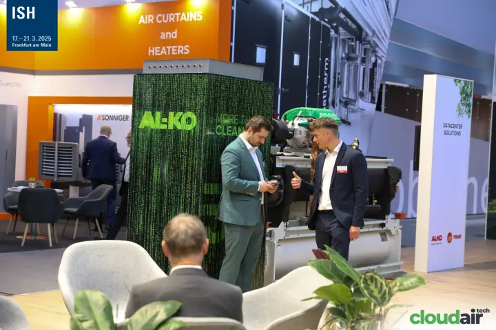 AL-KO and Trane data centre display with green code cabinet at ISH 2025