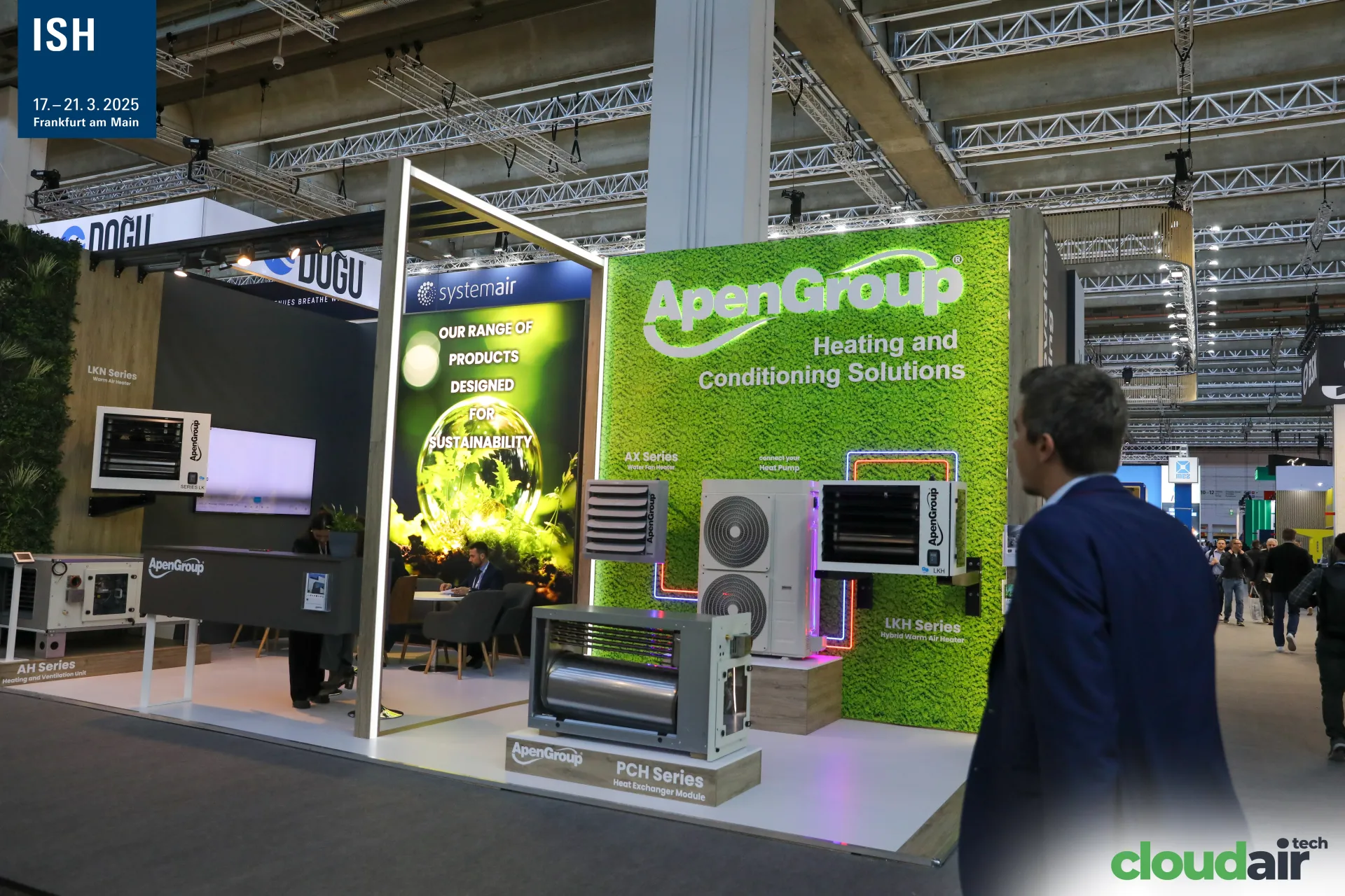 ApenGroup stand with moss wall and warm air heater series at ISH 2025