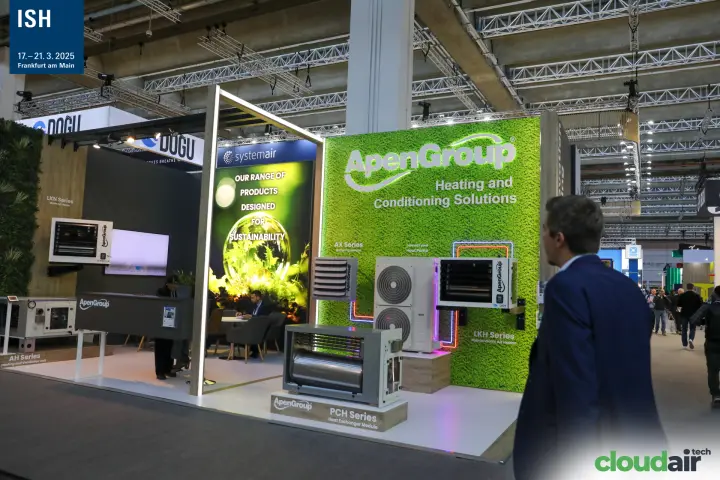 ApenGroup stand with moss wall and warm air heater series at ISH 2025