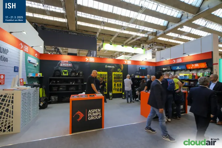 Aspen Pumps Group stand with Veto Pro Pac, Unilite and Javac walls at ISH 2025