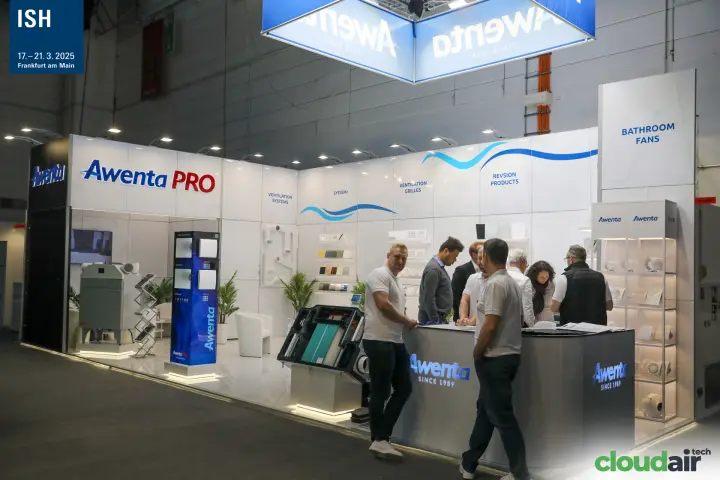 Awenta PRO stand with bathroom fans and ventilation grilles at ISH 2025