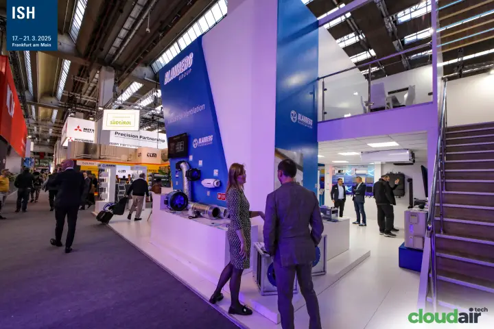 Blauberg double-deck stand with inline duct fans on the aisle