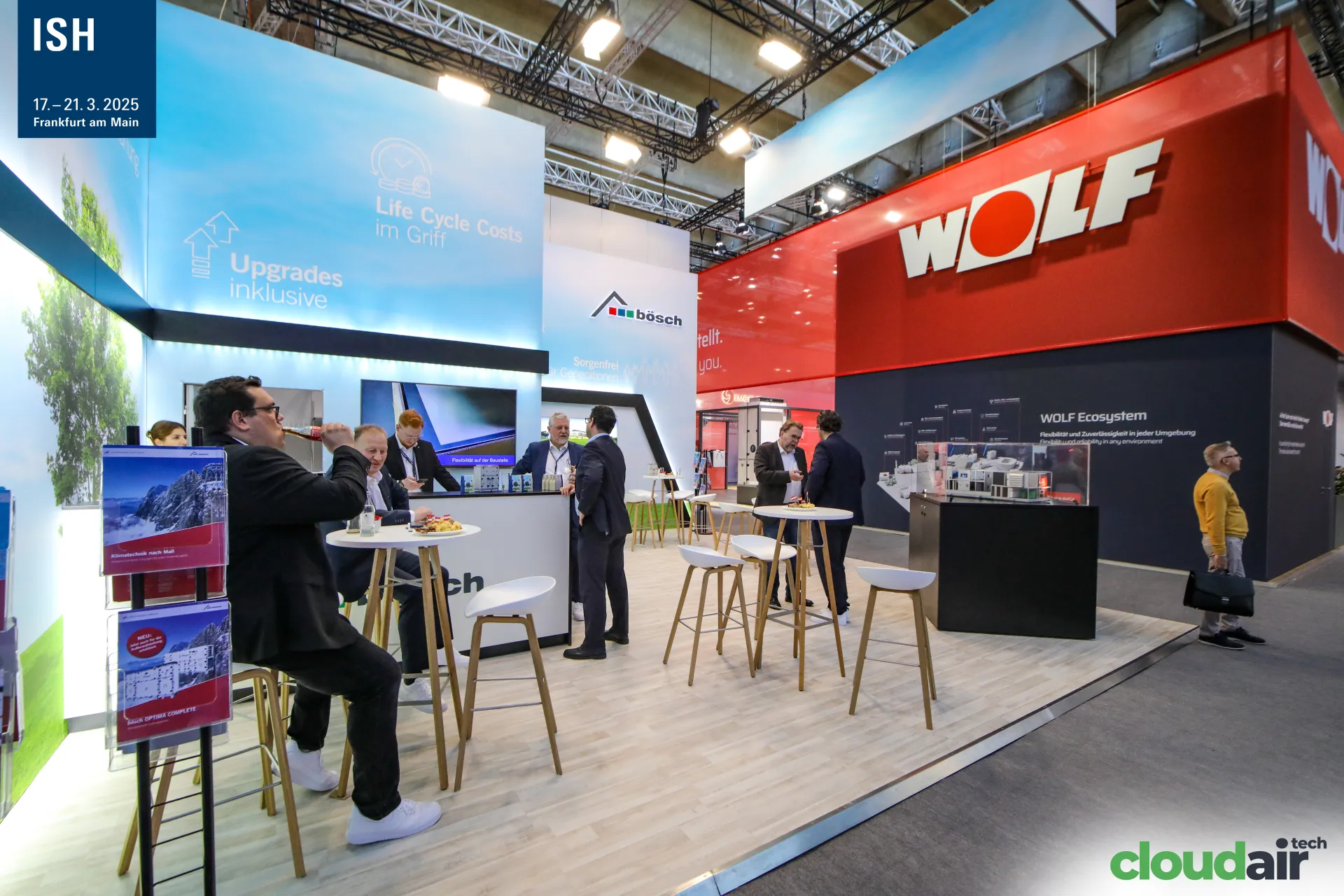 Bösch meeting area next to the red WOLF Ecosystem stand at ISH 2025