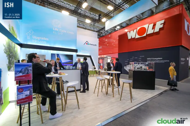 Bösch meeting area next to the red WOLF Ecosystem stand at ISH 2025