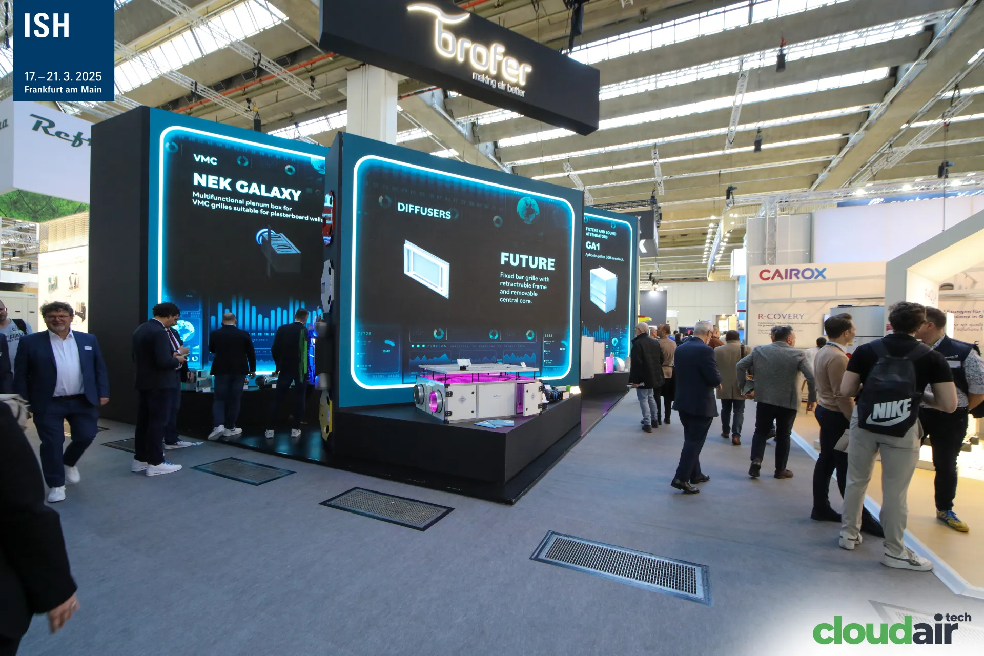Brofer stand with LED walls presenting NEK Galaxy and Future diffusers at ISH 2025
