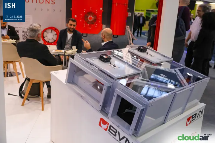 BVN cabinet fans with transparent side panels on a white plinth