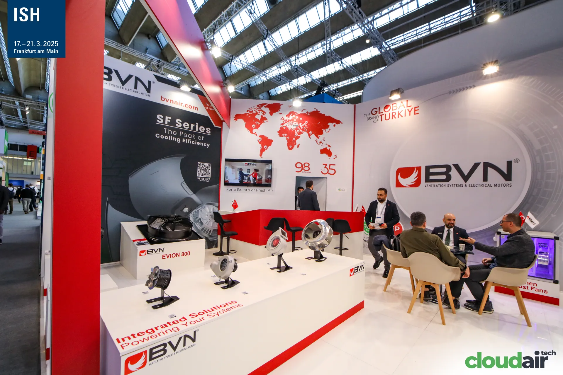 BVN EVION 800 fan and centrifugal blowers on the display plinth at ISH 2025