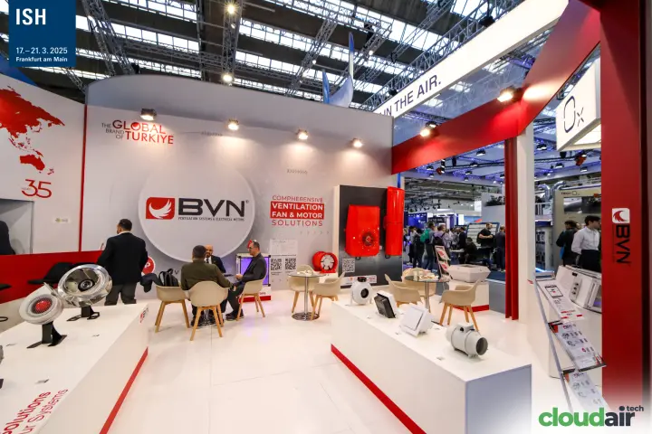 BVN meeting area between centrifugal fans and inline fan plinths at ISH 2025