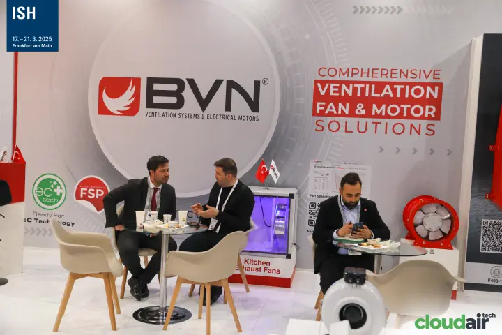 BVN meeting area with kitchen exhaust fan cabinet and red axial fan