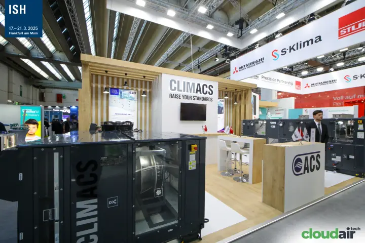 Climacs DX air handling unit with visible plug fan at the ACS stand at ISH 2025