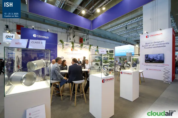 Climatech duct components in glass cases marked NEW and CLASS D