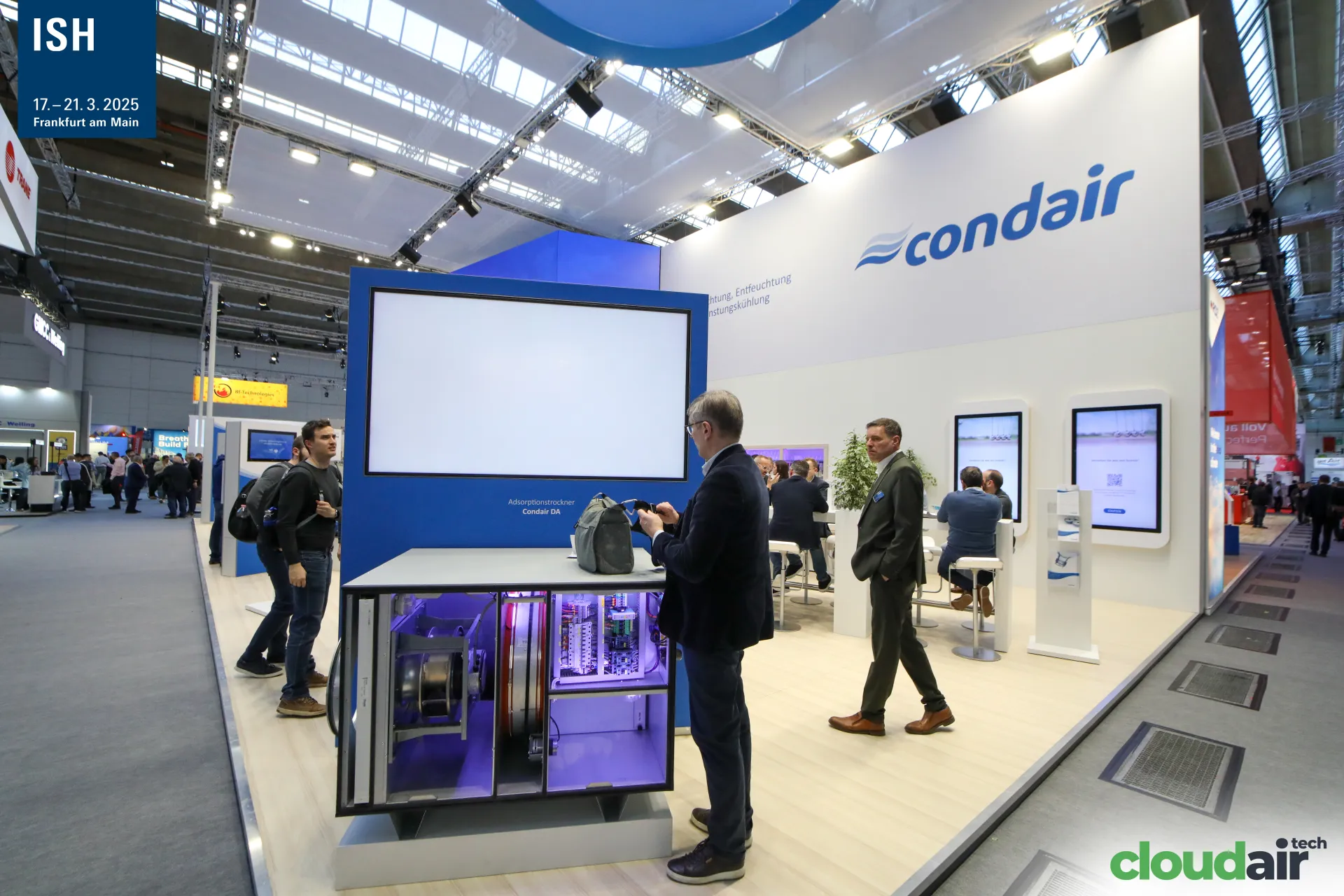 Condair DA adsorption dryer shown open with lit internals at ISH 2025
