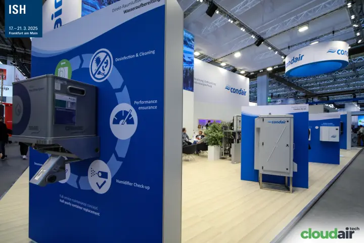 Condair RS-OC outdoor humidifier cabinet and service concept wall at ISH 2025