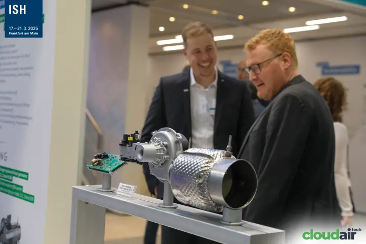 Conversation at the ebm-papst hydrogen heating blower exhibit at ISH 2025